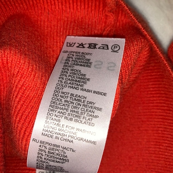 Reiss Jenna cashmere mix knit dress ruched long sleeve v neck size XS orange - Picture 12 of 16